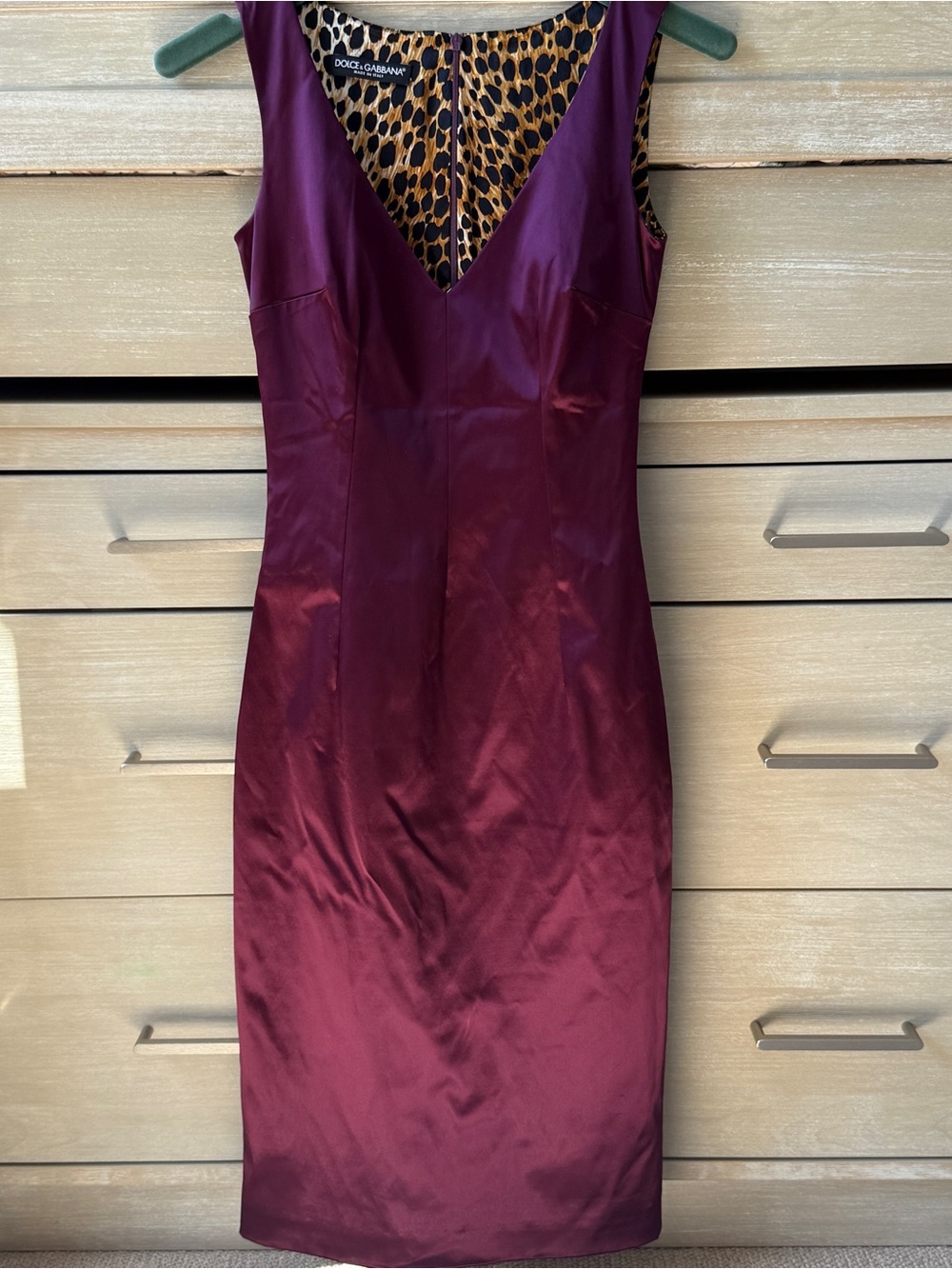 Dolce & Gabbana Sleeveless Wine Satin Midi Dress